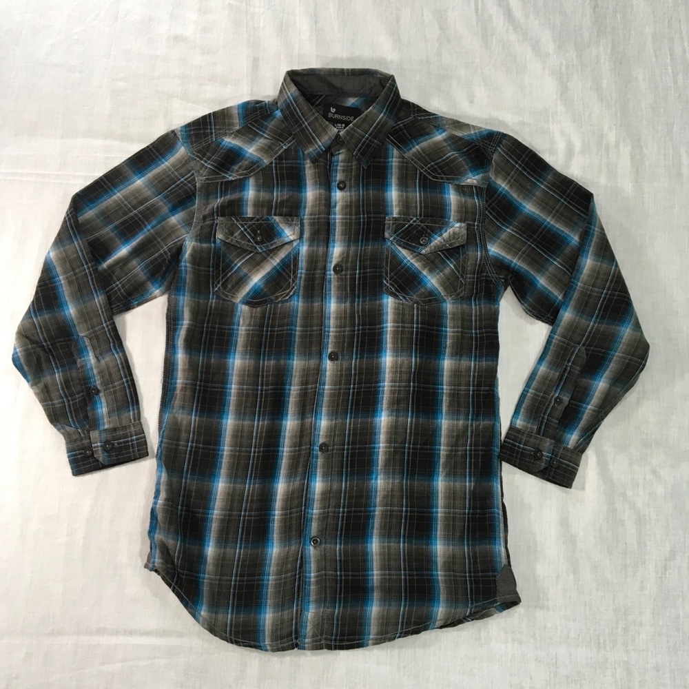 Burnside plaid button up shirt - L 14-16